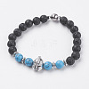 Natural Lava Rock Beads Stretch Bracelets BJEW-I241-16G-1