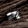 Fashionable Unisex 316L Surgical Stainless Steel Feather Cuff Rings RJEW-BB09945-8-2
