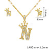 Brass Micro Pave Clear Cubic Zirconia Pendant Necklaces & Stud Earrings Sets FS-WG8C370-14-1