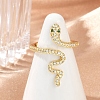 Snake Brass Micro Pave Clear Cubic Zirconia Open Cuff Rings for Women RJEW-G343-28G-2