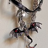 Alloy Resin Rhinestone Dragon Pendant Black PU Leather Double Layer Choker Necklaces for Women FS-WGA08B0-01-2