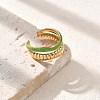 304 Stainless Steel Enamel Double Layer Open Cuff Rings for Women STAS-Z112-07G-2