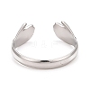 Non-Tarnish 304 Stainless Steel Double Hand Hug Open Cuff Ring for Women RJEW-C025-08B-P-2