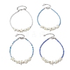 4Pcs 4 Colors Summer Natural Shell & Synthetic Magnesite Star & Glass Seed Beaded Anklets AJEW-AN00680-2