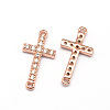 Latin Sideways Cross Brass Micro Pave Cubic Zirconia Links ZIRC-E010-04RG-1