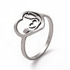 Non-Tarnish 201 Stainless Steel Heart with Word Love You Finger Ring RJEW-J051-11P-1