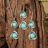 Bohemian Style Zinc Alloy & Synthetic Turquoise Pendant Necklaces & Dangle Earrings Sets WG40DB6-01-1