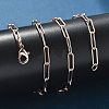 Brass Round Oval Paperclip Chain Necklace Making MAK-S072-04A-RG-4