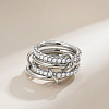 Brass Micro Pave Cubic Zirconia Finger Rings FS-WG6545E-10-1