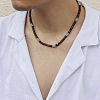 Round Synthetic Turquoise & Wood Heishi Beaded Necklaces for Men FS-WG6A9BE-01-1