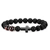 Bohemian Tiger Eye Stone Bracelet Cross Natural Stone Beads Vintage Matte Bead Bracelet ZU3790-2-1