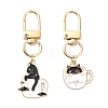 Coffee Cup with Cat Alloy Enamel Pendant Decoration HJEW-YW00025-01-2