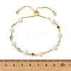 Adjustable Brass & Glass & Natural Cultured Freshwater Pearl Beads Slider Bracelets BJEW-JB14109-4