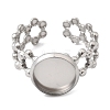 Hollow Flower 304 Stainless Steel Cuff Ring Components STAS-P454-03B-P-2