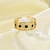 Hollow Out 304 Stainless Steel Enamel Cuff Rings for Women RJEW-G338-11G-2