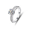 Rhodium Plated 925 Sterling Silver Micro Pave Cubic Zirconia Finger Rings for Women WGD6E9D-07-4