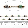 Green Aventurine & Snowflake Obsidian & 304 Stainless Steel Beads Link Chains CHS-K021-01G-01-3