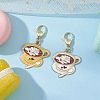 2Pcs 2 Colors Coffee Cup Alloy Enamel Pendant Decorations HJEW-JM02699-1