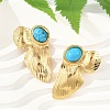 Flower 304 Stainless Steel Synthetic Turquoise Stud Earrings for Women EJEW-U046-16G-3