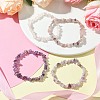 4Pcs 4 Styles Natural Rose Quartz & Lepidolite & Amethyst Chip Beaded Stretch Bracelet Sets BJEW-JB10841-2