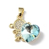 Real 18K Gold Plated Rack Plating Brass Micro Pave Clear Cubic Zirconia Pendants KK-C015-23G-07-1