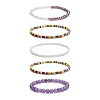 Faceted Glass & Natural Amethyst Stretch Beaded Bracelets Sets BJEW-TA00202-04-4