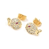 Fish Brass Micro Pave Clear Cubic Zirconia Stud Earrings EJEW-Z144-17G-4