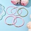 5Pcs 5 Styles Handmade Polymer Clay & Glass Stretch Bracelets BJEW-JB10971-01-2