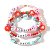 3Pcs Christmas Theme Handmade Polymer Clay & Glass Bicone Beads Stretch Bracelet Sets QY3550-3-1