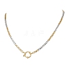 Two Tone 4MM 304 Stainless Steel Cuban Link Chain Necklaces with Spring Ring Clasps NJEW-JN05707-2