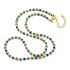 Brass Enamel Column Link Chain Necklaces NJEW-H039-16G-01-2