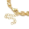 Square Brass Pave Cubic Zirconia Link Chain Bracelets for Women BJEW-P385-04G-06-3