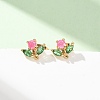 Brass Micro Pave Cubic Zirconia Stud Earrings for Women KK-CBACC01-05G-1