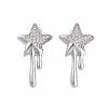 Brass Clear Cubic Zirconia Stud Earrings for Women EJEW-D280-03P-02-1