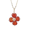 Natural Carnelian(Dyed and Heated) Clover Shamrock Pendant Necklaces NJEW-JN05170-03-2