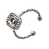 Square 304 Stainless Steel Adjustable Cuff Ring Components STAS-H237-02D-P-1