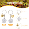 SUPERFINDINGS 16Pcs 2 Colors Sunflower Alloy Pendant Keychain KEYC-FH0001-34-3