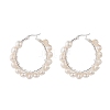 Natural Pearl Wire Wrapped Beaded Hoop Earrings for Women EJEW-JE04758-03-1