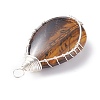Natural Tiger Eye Pendants PALLOY-JF01307-05-4