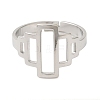 Non-Tarnish Hollow Rectangle 304 Stainless Steel Adjustable Rings for Women RJEW-N048-01P-2