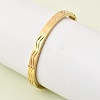 Chevron Engraved 304 Stainless Steel Hinged Bangles BJEW-D408-28G-1