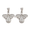 Brass Micro Pave Clear Cubic Zirconia Pendants ZIRC-I036-25P-1