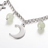 Moon & Star Stainless Steel Gemstone Charm Bracelets BJEW-JB01935-3