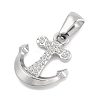 304 Stainless Steel Micro Pave Cubic Zirconia Pendants STAS-D112-03P-04-2