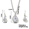 Brass Rhinestone Teardrop Dangle Earrings & Pendant Necklaces Sets for Women AT5117-1-1