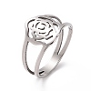 201 Stainless Steel Rose Finger Ring RJEW-J051-22P-1