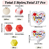 SUNNYCLUE 27Pcs 5 Style Teachers' Day Theme Food Grade Eco-Friendly Silicone Beads SIL-SC0001-67-2