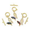 Brass Micro Pave Clear Cubic Zirconia Toggle Clasps KK-K385-005G-1