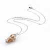 Electroplate Spiral Shell Pendant Necklaces and Dangle Earrings Jewelry Sets SJEW-JS01007-3