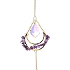 Natural Amethyst Chips & Agate Slice Suncatcher AJEW-C048-01F-2